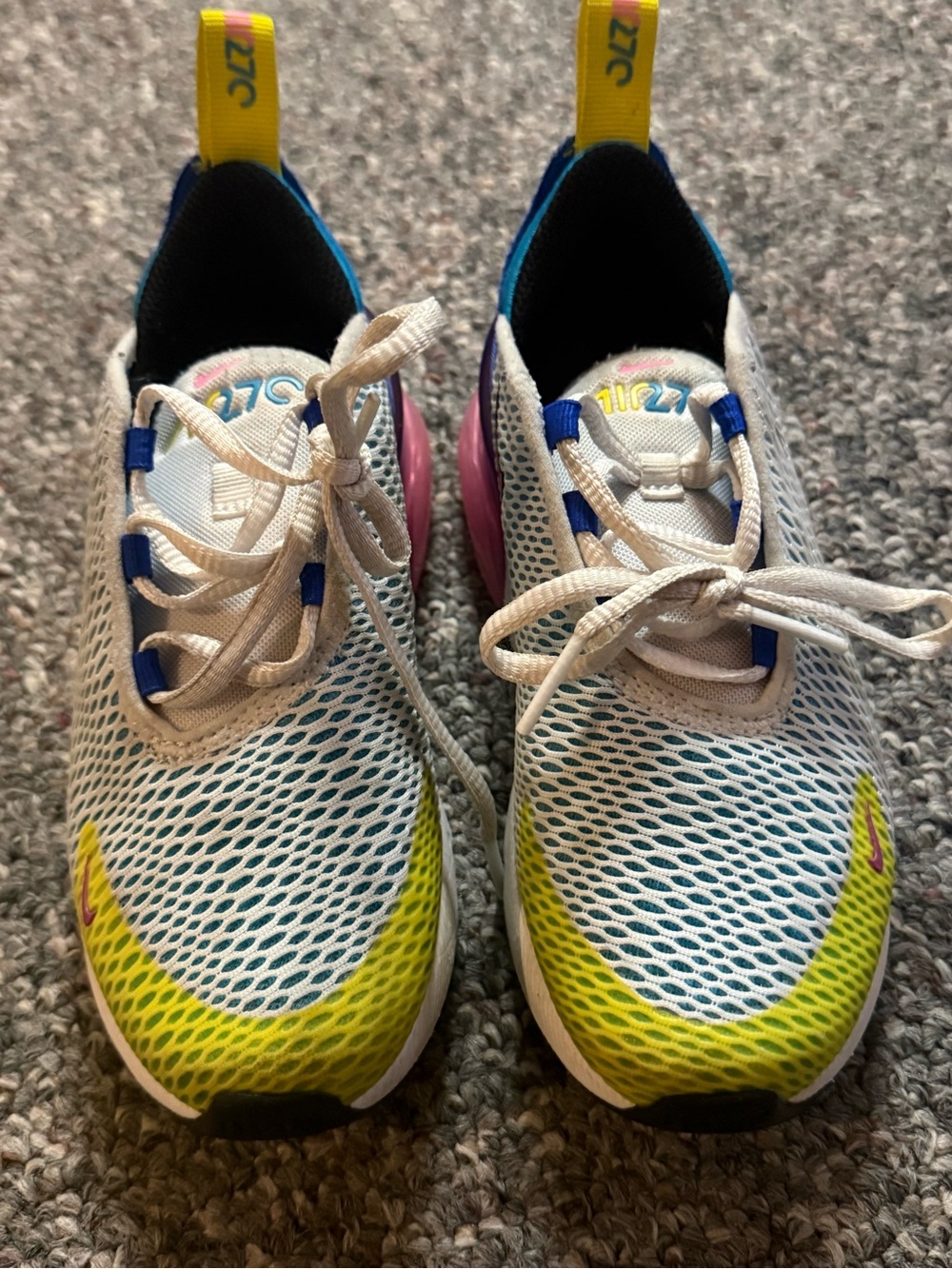 Nike Kids 270 White, Yellow & Pink